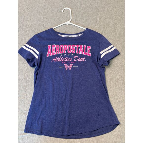 aeropostale Tops - Aeropostale Sport Athletics Dept Tee Medium Navy Pink Y2K